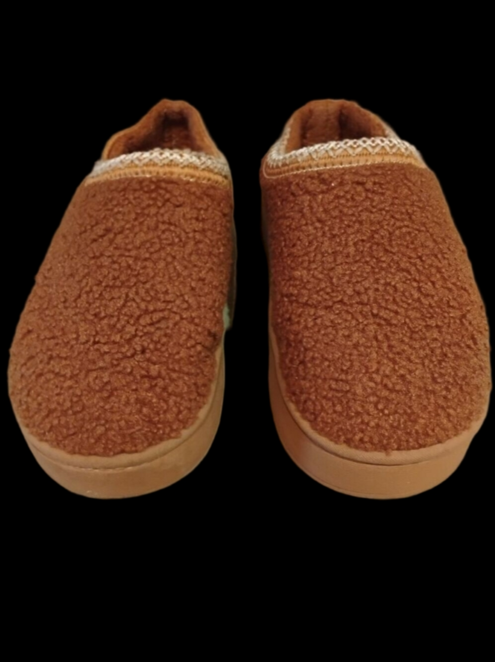 Teddy Bear Sherpa Platform Size 9 Brown Textured Slipper Shoes